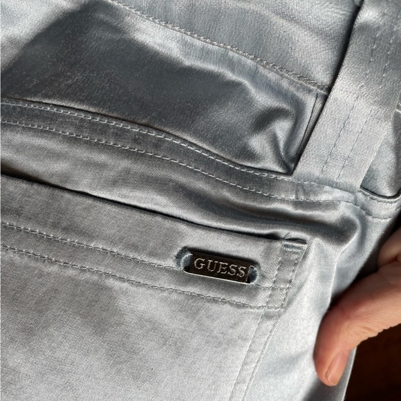 2000s era Y2K satin pants baby blue Guess flare low rise pants - Picture 6 of 8